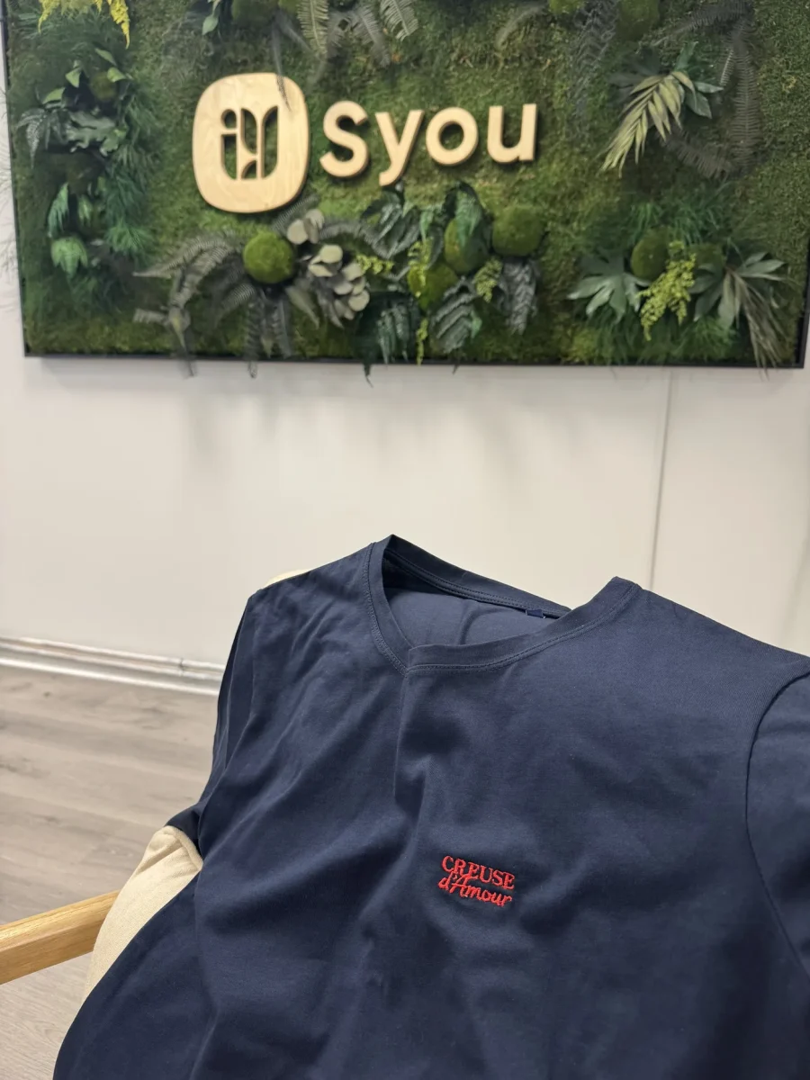 T-shirt brodé Creuse d’Amour, marqué à l’atelier Syou de Guéret