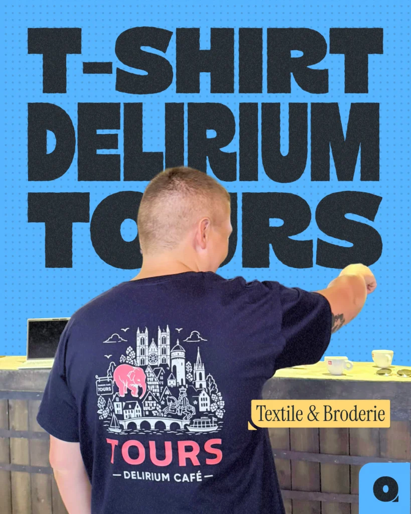 T-shirt marqué par l’atelier Syou pour le Delirium Café de Tours