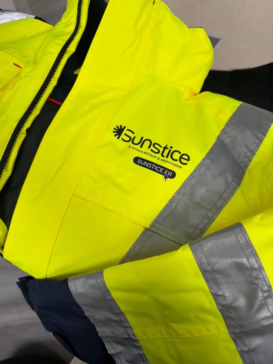 Parkas haute visibilité Sunstice, marqué à l’atelier Syou de Guéret
