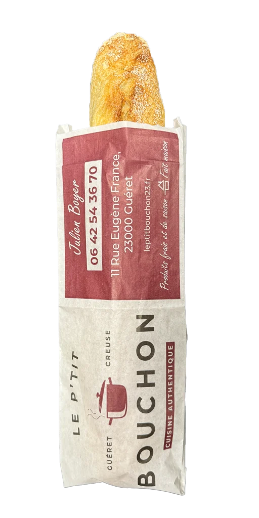 Sac à baguette publicitaire du P’tit Bouchon à Guéret