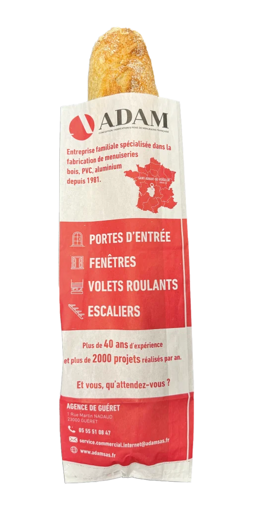 Sac à baguette publicitaire Menuiseries Adam
