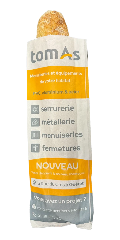 Sac à baguette publicitaire Tomas, menuiseries et équipements de l’habitat