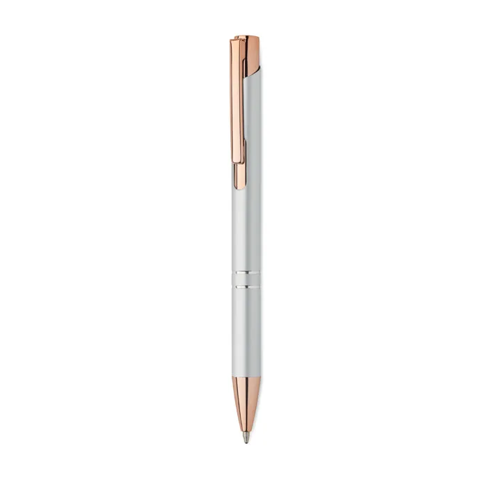 Stylo en aluminium recyclé, détails or rose, Argent