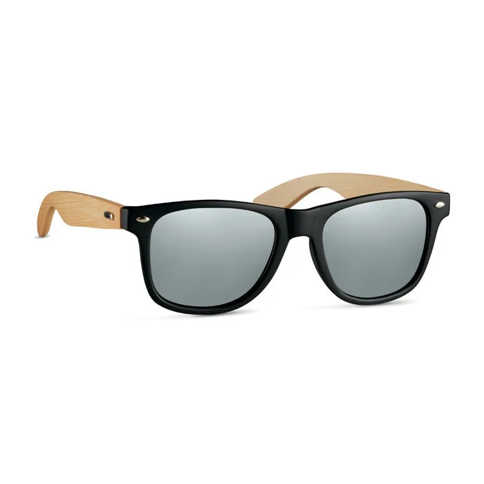 Lunettes de soleil à branches en bambou, Argent Brillant