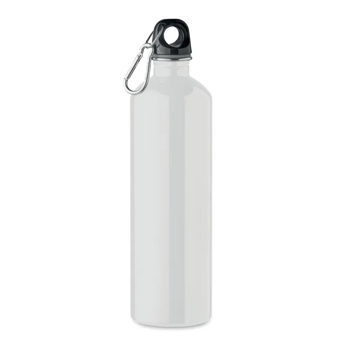 Gourde en inox recyclé 750 ml à mousqueton, Blanc