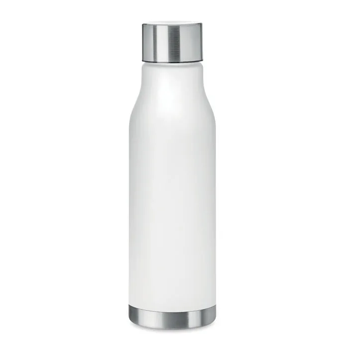 Gourde en RPET 600 ml à détails inox, Blanc Transparent